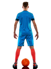 young soccer player man isolated white background standing