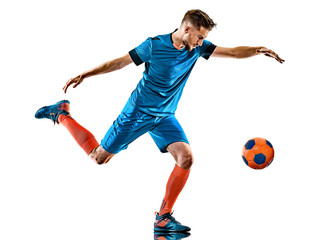 young soccer player man isolated white background standing © snaptitude