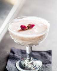 beautiful finished pink cocktail at the bar