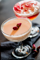 beautiful finished pink cocktail at the bar