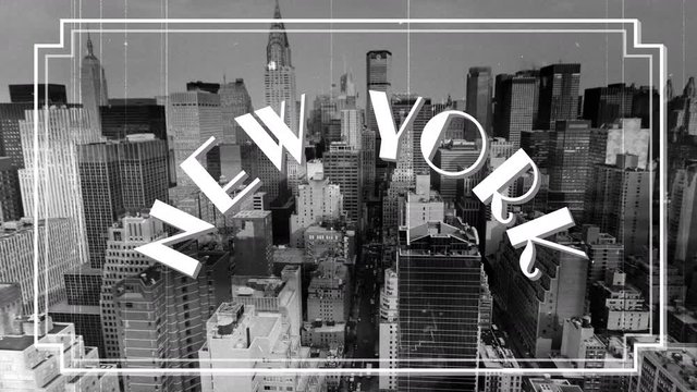 old film titles with new york word and skyline