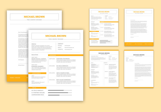Resume Layout with Orange Accents