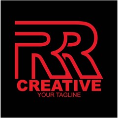 Initial letter RR vector logo design, isolated on black background creative , vector illustration