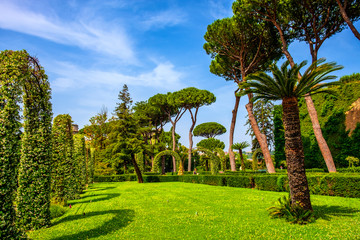 Rome, Vatican City, Italy - Alleys of French Garden section of the Vatican Gardens in the Vatican...