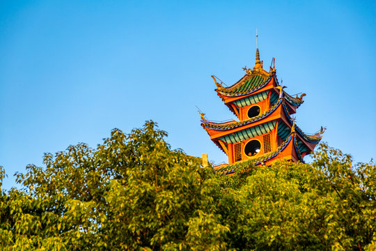 View Of Shi Baozhai Pagoda On Yangtze River Near Wanzhou, Chongqing