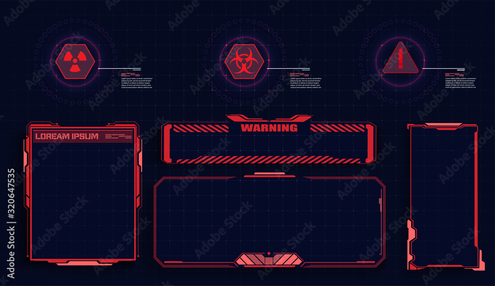 Poster sci-fi concept design. futuristic modern user interface elements, hud control panel. high tech scree