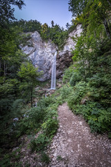 Waterfall Wildensteiner Wasserfall on mountain Hochobir in Gallicia, Carinthia, Austria