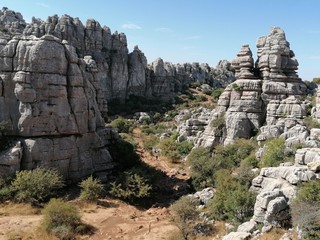 Paisaje con rocas Parque Nacional El Torcal, Torcal de Antequera, provincia de Málaga, Andalucía, España