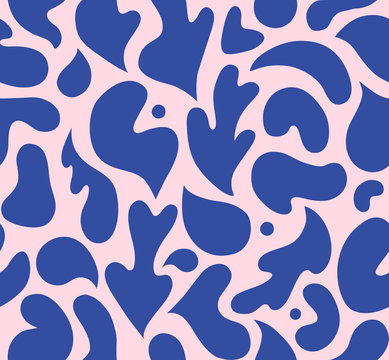 Fototapeta Seamless pattern with modern Scandinavian cut out elements. Contemporary art collage with abstract shapes.