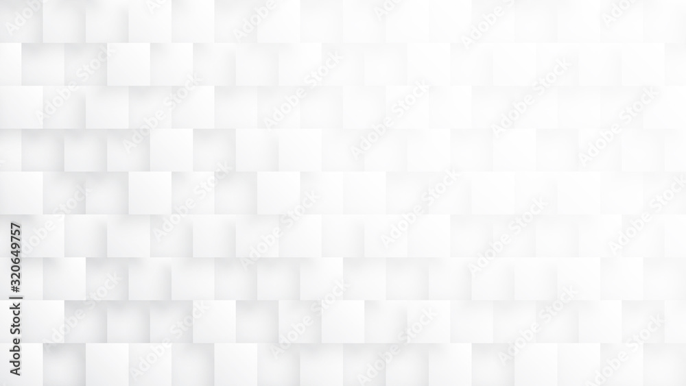 Wall mural conceptual 3d tetragons technologic minimalist white abstract background. science technology square 