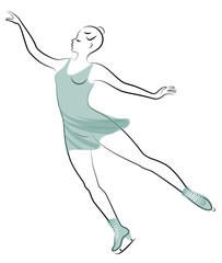 Skater skates on ice. The girl is beautiful and slender. Lady athlete, figure skater. Vector illustration.