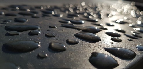 water drops on a surface