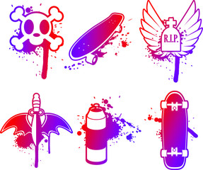 skateboard icon set