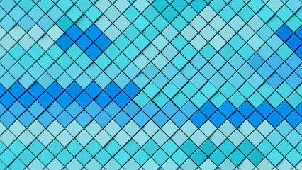 Fototapeta premium Gradient green and blue square background; abstract mosaic pattern composition 3d illustration