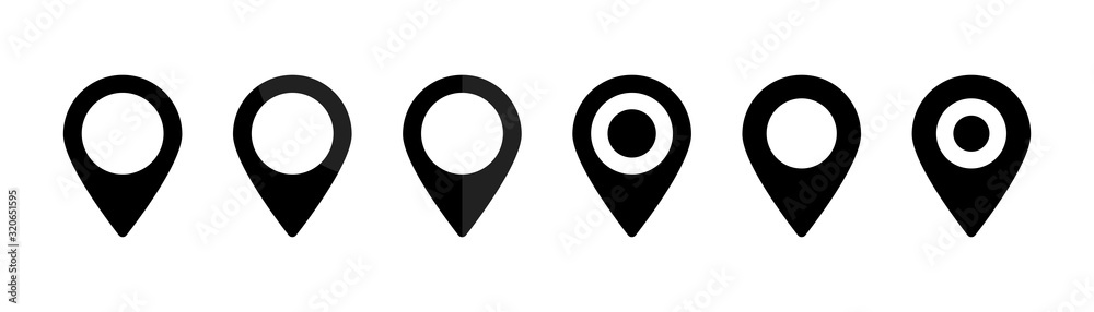 Poster pointers map vector set of black icons isolated on white background. vector pointers. set of black p
