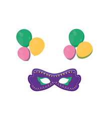 Isolated mardi gras mask and balloons vector design