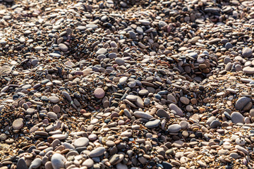 Pebbles on a beach by the Mediterranean sea