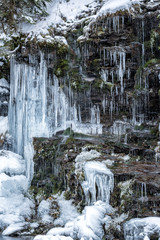 Frozen water with icicle, Jeseniky