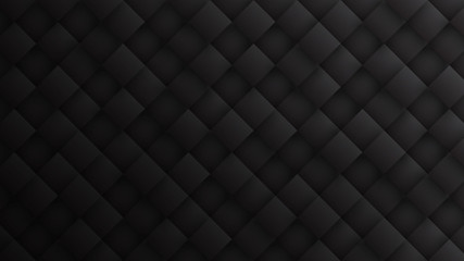 Rendered 3D Rhombus Pattern Tech Abstract Dark Gray Background. Science Technology Three Dimensional Rectangular Structure Sci-Fi Minimalist Black Wide Wallpaper In Ultra High Definition Quality