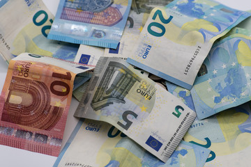 mixed euro notes side by side
