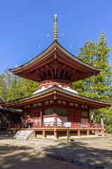 Toto building, in Danjo Garan temple complex, one of the two sacred spots at the heartland of the Mount Koya, Japan.