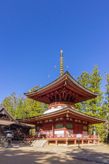Toto building, in Danjo Garan temple complex, one of the two sacred spots at the heartland of the Mount Koya, Japan.