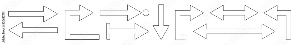 Poster arrow icon line black | arrows | infographic illustration | direction shape symbol | pointer logo | 