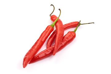 Hot chili peppers, isolated on white background