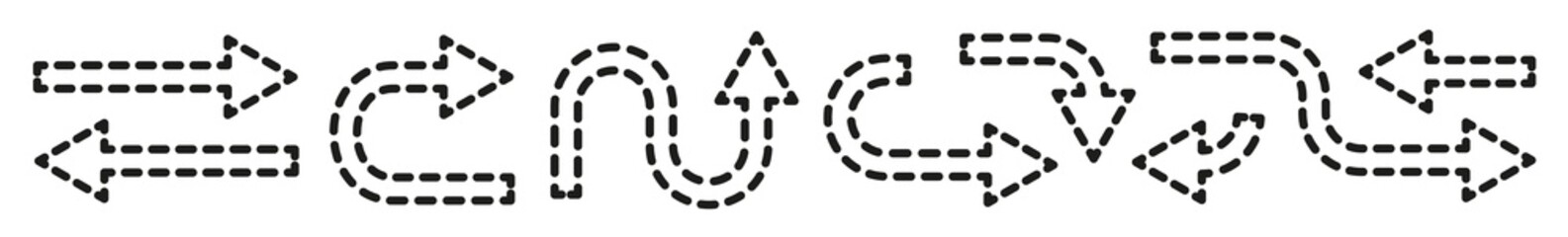 Arrow Icon Dotted Black | Arrows | Infographic Illustration | Direction Symbol | Pointer Logo | Up Sign | Isolated | Variations