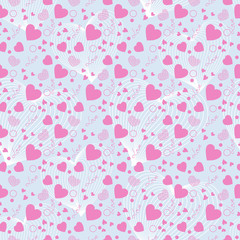 Pink hearts vector seamless pattern. Abstract backdrop. Greeting card background. Heart vector background. Valentine pattern. Heart love sign illustration.