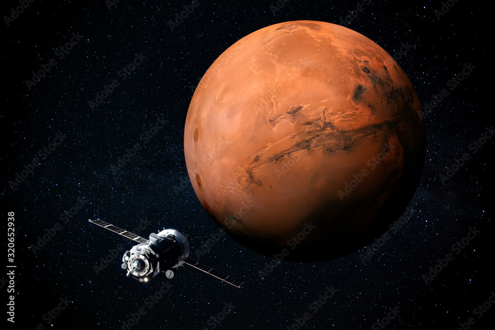 Wall mural exploration of mars the red planet of the solar system in space. this image elements furnished by na