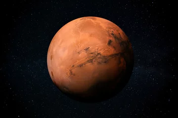 Deurstickers Zwart Verkenning van Mars, de rode planeet van het zonnestelsel in de ruimte. Deze afbeeldingselementen geleverd door NASA.