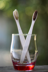 Ecological bamboo toothbrushes. Plastic zero