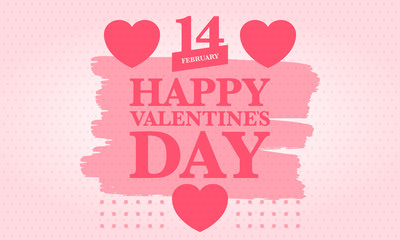 Happy Valentines Day. Celebrate annual in February 14. Romantic holiday for couple lovers. Valentines card with heart shape. Red and pink party design. Poster, card, banner and background. Vector