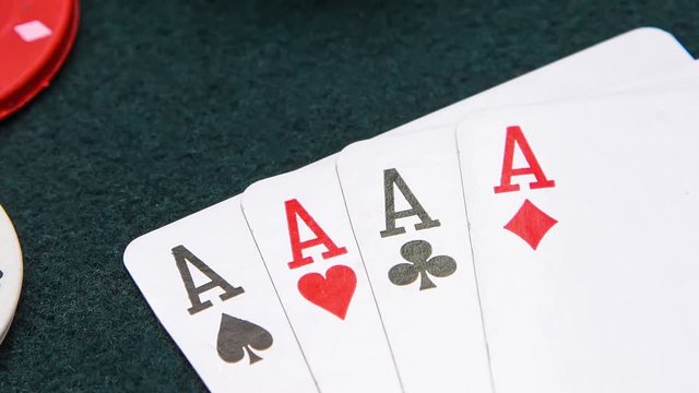 Card games in casinos, cards and chips on the table, motion graphics