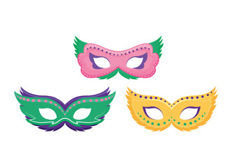 Isolated mardi gras masks vector design