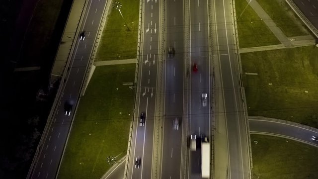 Top down shot of express road S8 in Warsaw