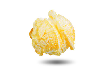 Salt cheese popcorn on a white isolated background