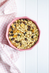 Healthy cereal breakfast. Mixed muesli.