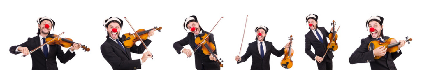 Funny clown businessman isolated on the white background