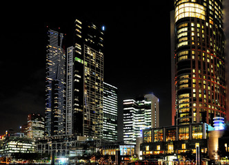 Fototapeta na wymiar View At Night From King Street Bridge To Southbank At Yarra River In Melbourne Victoria Australia
