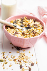 Healthy cereal breakfast. Mixed muesli.