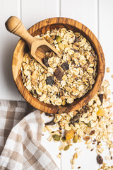 Healthy cereal breakfast. Mixed muesli.