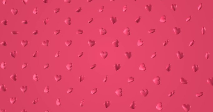 Romantic pattern with doodle pink hearts. For St. Valentines Day. wedding invitation e-card. 3D rendering loopable animation 4k.