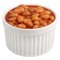 white beans in tomato sauce isolated on white background