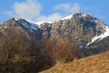 la Rocca (o Corno Nero, Schwarzhorn) dai prati di Cavalese, Val di Fiemme, Trentino