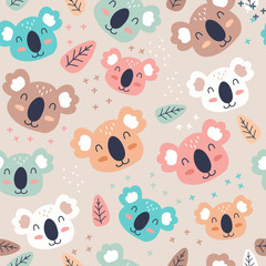 Hand Drawn cute koala and rainbow Pattern © color885