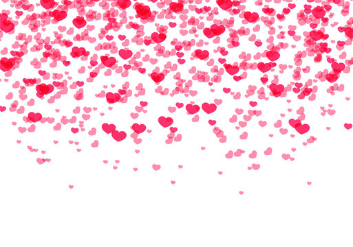 Hearts background, Valentine Day falling heart pink confetti