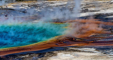 GRAND PRISMATIC SPRING FROM ABOVE, Yellowstone National Park.