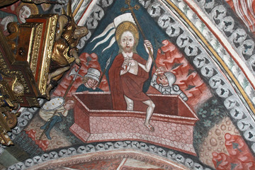 resurrezione di Cristo; affresco della chiesa di San Marcello a  Dardine in Val di Non; Trentino